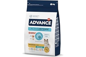Advance Cat Sensitive Sterilized, Pienso para Gatos Adultos Esterilizados con Sensibilidades Digestivas con Salmón, 3kg