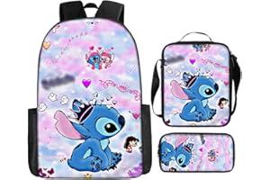 Marypaty Cartable Sac à Dos Fille Trousse à Crayons Scolaires Primaire Garçon Enfant Sac à Déjeuner Accessoire Cadeau d'anniversaire (H)