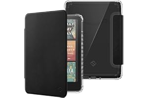 FINTIE Étui pour 7" Kindle Paperwhite (12e Génération, 2024) et Kindle Colorsoft (1re Génération, 2025/2024), Étui Transparent en TPU Souple Housse Veille/Réveil Auto, Noir