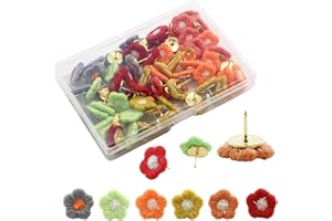 AUSWALAR 30 PCS Flower Push Pins,Flower Thumbtacks Decorative Tacks and Push Pins Cork Board Tacks for Photos Wall Drawing PaperBulletin Boards Cork Boards Offices Schools