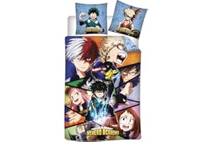 AYMAX Parure de Lit My Hero Academia Réversible - Housse de Couette 140x200 cm + Taie d'oreiller 63x63 cm
