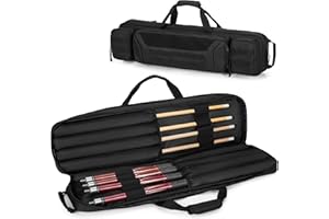 Rexmica Pool Cue Case Holds Butts and Shafts, Billiard Pool Cue Stick Carrying Case Bag with Handle and Shoulder Strap, Billiard Snooker Cue case Bag with Accessory Pockets