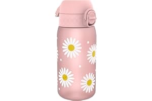 Ion8 Gourde Enfant, 350ml, Anti-Fuite, Facile à Ouvrir, Verrouillage Sécurisé, Lavable en Lave-Vaisselle, Sans BPA, Poignée de Transport, Facile à Nettoyer, Carbone Neutre, Marguerites