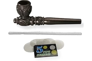 SPLIFF Silbato de madera hecho a mano Varios modelos con limpiador de pipas y tamices gratuitos. (madera de babeo de color tallado - 10cm)