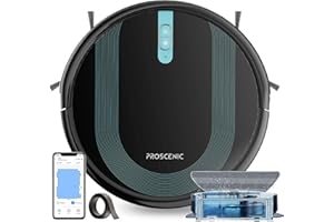 Proscenic 850T Robot Vacuum Cleaner with Mop, 3000Pa Strong Suction Robotic Vacuum with Mop, Wifi/App/Alexa/Remote Control, Automatic Self-Charging, Ideal for Pet Hair, Hard Floor&Carpet, 7.3cm Thin