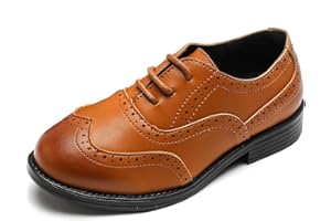 PPXID Garçon Fille Mixte Enfant Ecole Cuir Oxford Chaussures de Ville à Lacets Confortable pour Mariage Costume