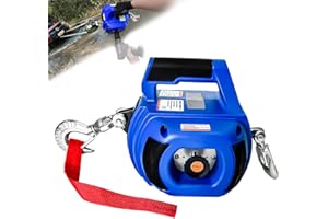FITHOIST Portable Drill Winch 750LBS, Drill Powered Winch with Alloy Steel Wire Rope 40FT, Hand Warn Winch for Lifting, Dragging, Handling, Trailer (Blue)