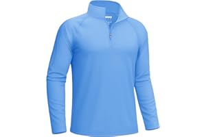 KEFITEVD Mens 1/4 Zip Outdoor Tops Sun Protection Long Sleeve Shirt Summer Quick Dry Beach Tops with Stand Collar