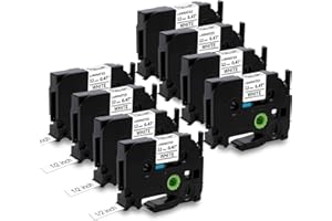 8x MarkField Compatible Ruban d'étiquette Remplacement pour Brother P-touch TZe-231 TZ 12mm x 8m Cassette pour PT-D200 D400 E110 1000 1005 1010 1080 H101C H105 H107 H108 Cube, Noir sur Blan