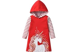 VIKITA Sudaderas para niños Sudaderas con Bordado de Flores Vestido a Rayas Algodón Niña 2-8 años