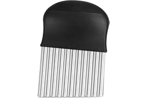 AIOUNIYA Wellenschneider Wellenmesser Riffelmesser aus Edelstahl Wellenschnittmesser für Gemüse,Pommes, Butter, und Obst (Schwarz)