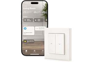 Eve Shutter Switch (Apple Home) – Controlador inteligente de persiana con programación, iluminación adaptable, control de voz, temporizador, acceso remoto, sin pasarela, Bluetooth/Thread