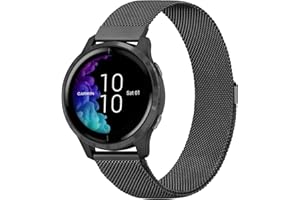 Mugust Armband Kompatibel mit Garmin Venu Sq/Sq Music/Venu 2 Plus/Vivoactive 3/3 Music/Vivomove 3/HR/Style/Luxe, 20mm Edelstahl Metall Ersatzarmband mit Magnet für Forerunner 645 Music / 55