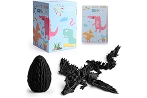 SZHHRXI 3D Gedrucktes Drachenei mit Drache,Kristall Drache Im Ei Drachen Figuren, 3D Gedruckter Drache mit Flügeln, Realistische Geheimnisvolle Drachen Spielzeug,Ewegliche Gelenke Drache mit Ei (Schwarz)