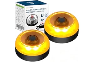 ANTELA V16 Luz Emergencia Homologado DGT Baliza,con Geolococation 3.0 Luz de Emergencía,Tarjetas SIM gratuitas hasta 2038,Baliza V16 geolocalizada,Base Magnética, 2pc