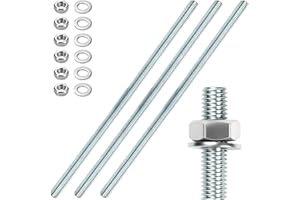 STURIZ 3 piezas varilla roscada M12 varillas roscadas M12 X 300mm varilla roscada pernos roscados acero galvanizado espigas roscadas zinc azul varillas roscadas con 6pcs tuercas hexagonales y 6pcs arandelas