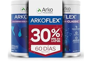 Arkopharma Arkoflex Colágeno Classic Limón Pack 60 Días 40% Descuento Segunda Unidad, Bote 360 gr, Buen Funcionamiento de Huesos, Cartílagos y Piel, Ácido Hialurónico, Magnesio y Vitamina C