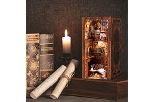 Figured'Art Book Nook Kit - Librairie Éternelle - Maquette à Construire avec Lumières LED - Diorama 3D DIY Serre-Livre pour Bibliothèque et Décoration Maison - Monde Miniature - Marque Française