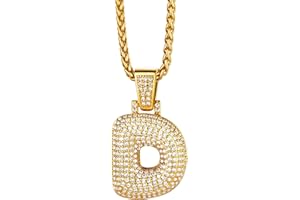 Richsteel Tennis Collier Buchstabe/Zahlen Kette Platin/Vergoldet Personalisierte Bling kette mit 26 Buchstabe Anhänger Bling Schmuck für Unisex Weihnachten/Valentinstag/Geburtstag Geschenke