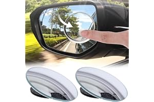 WDEC Auto-Blind-Spot-Spiegel, 2 Stück, Hochauflösende Rahmenlose Runde, 360-Grad-verstellbare Blind-Spot-Spiegel-Umkehr-Weitwinkellinse, Selbstklebende Konvexe Oberfläche