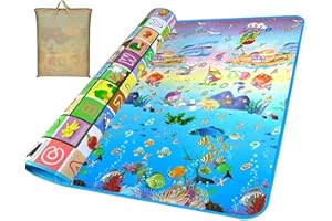 Uni-Wert Bebé Crawl Mat Niños Alfombra de Juego Alfombra de Juego Alfombra de niños Rompecabezas Alfombra de rastreo de Gatito Niño guardería de Mat Colchoneta de Picnic (200x180cm, Océano)