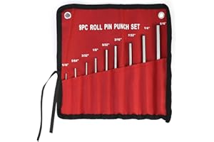 QWORK Jeu de 9 Chasses-Goupilles en acier renforcé 1.5mm - 8 mm | 1/16"-5/16" avec Sac de Transport