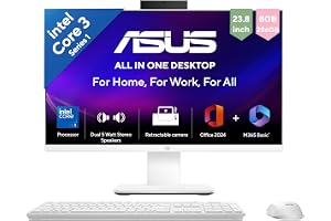 ASUS V440 (2026),i3-14th Gen,Intel Core 3 100U,Intel iGPU,8GB/256GB,FHD,23.8"(60.45 cm),Win 11,M365 Basic(1Y),Office 24,White,5.46 kg,V440VAB-KWC3006WS,with Wireless Keyboard & Mouse,All in One PC