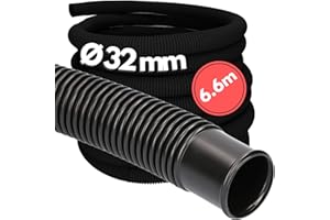 Amapool 6.6m Basics Pool Hose, 32mm, Black, Chlorine-Resistant, Non-Slip, Suitable for Sand Filter System and Pool Heater, Made of Polyethylene (PE), 1 Pack