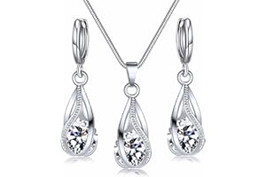 Hanaoops Set di gioielli da donna in argento 925 con ciondolo a forma di goccia a goccia Parure di gioielleria con zirconi cubici set regalo per fidanzata moglie per San Valentino