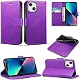 Mobile Stuff Case Compatible With iPhone 13 Leather Wallet Book Flip Folio Stand View Cover Magnetic Closure with Card Slots for iPhone 13 [6.1 Inch] (Purple)