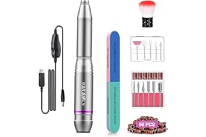 Fresa ELettrica,NAILGIRLS 11 in 1 Fresa Unghie Gel Manicure e Pedicure Elettrico,35000RPM Velocità Regolabile,Intelligente Led,Portatile Lima Elettrica Unghie (grey)