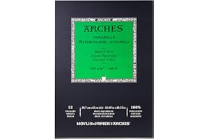 ARCHES Aquarelle Watercolour Paper on a Roll, Wood, White, Block 12 Blatt - A3