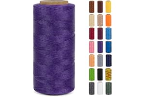 LEREATI Waxed Thread, 284 Yards 150D 0.8mm Leather Sewing Thread Flat Waxed Cord, Leather Repair Weave String for Leather Stitching Sewing, Bookbinding, Bracelets, DIY Crafts (Dark Purple)