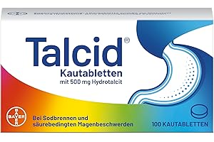 ‎T A L C I D Talcid Kautabletten - Arzneimittel bei Sodbrennen und säurebedingten Magenbeschwerden - mit 500 mg Hydrotalcit - 1 x 100 Stück