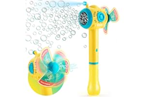 SLEMAKO Machine a Bulle, Pistolet a Bulle Automatique Portable Souffleuse à Bulles avec 180ml Bulles de Savon Jouet Enfant 3 Ans, Idée Cadeau Garcon Fille