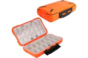 Goture Large Fishing Tacle Box, Fishing Lure Box, Swivels Hooks Baits Fishing Box for Tackle, Carp Sea Fishing Tackle Box, Orange, 7.48 x 3.94 x 1.77 inches