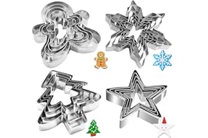 TAIMEIMAO Lot de 20 Emporte Pièces Noël,Emporte-pièces en Acier Inoxydable,Emporte Piece Enfant,Emporte Pièce ​en Forme de Étoile,Sapin de Noël,Flocon de Neige,Bonhomme en Pain d’épice (20 morceaux)