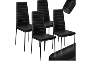 TecTake® Set 4 Sedie Sala da Pranzo in Pelle Sintetica, Sedie da Cucina Eleganti e Comode, Sedie Sala da Pranzo Moderne Stabili e Robuste, Sedie da Pranzo Versatili - Nero