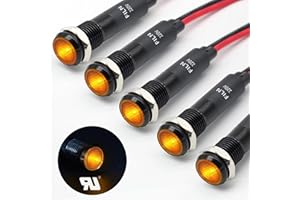 ‎FILN FILN 5 stücke 8mm (5/16 ") 220V LED kontrollleuchte wasserdichte pilot signallampe Meldeleuchte metalltafelleuchten(220V-Schwarz eloxiert,Gelb-5stück)