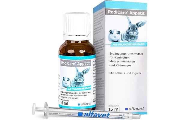 alfavet RodiCare Appétit pour rongeurs ayant Une Alimentation insuffisante, complément Alimentaire pour Lapins, cochons d'Inde et Petits rongeurs, 15 ML avec seringue doseuse