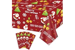 PTECDROTS 4 tovaglie di Natale rettangolari decorazioni natalizie a tema natalizio, per vacanze invernali, Capodanno, feste di Natale, 130 x 220 cm (Rosa)