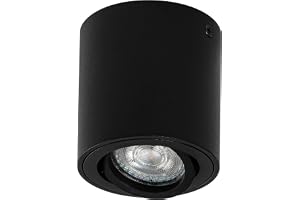 OSRAM Spot Surface Rund takmonterad spot, svart, med GU10-sockel, kan förses med normal eller smart lampa, flexibel strålvink