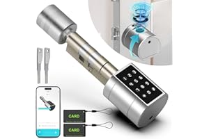 Anweller Türschloss Fingerabdruck, Elektronisches Türschloss Haustür Code Smart Lock SchließZylinder 70mm mit 2 Schlüssel, 2 IC-Karte, für Türen von 75-100 mm
