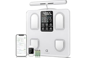 arboleaf Bilancia per il grasso corporeo digitale, bilancia per analisi del corpo con sensori manuali e grande display con grasso corporeo e massa muscolare, 8 elettrodi, 8 elettrodi con app 27 misure