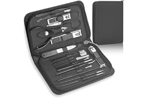 PETIGHT Manicure Pedicure Set -18pcs | Stainless Steel Professional Manicure Pedicure Kit Nail Clipper Set For Men Women | Nail Cutter Set Scissors Grooming Kit With Pu Leather Zip Case For Travel(Black)