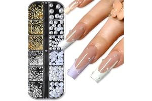 1 x Pearl Nail Art dekorationer, nagelkonst smycken, halvrunda pärlbollar, nagelberlocker, för gör-det-själv-smyckestillverkning, nageldekorationer