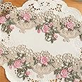2 Meters Beige Flower Organza Embroidery Lace Edge Trim Ribbon 6 cm Width Vintage Venise Floral Trimmings Edging Fabric Embroidered Applique Sewing Craft Wedding Bridal Dress Decoration