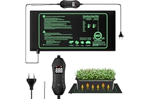Domisyee Heizmatte für Pflanzen mit Thermostat - 50W Terrarium Heizmatte - Wärmematte für Sämlinge, Haustiere und Reptilien - 20-45 °C Thermostatregler, IPX4 wasserdicht - 25 x 52,5 cm