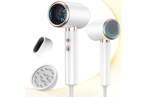 Bizcasa Haartrockner 2400W AC Motor, Professioneller Schnelltrocknen Fön, Negativ-Ionen-Technologie Föhn, Anti Frizz, 3 Temp und 2 Gang, Haarfö mit Diffusor und Konzentratoren (Weiß)