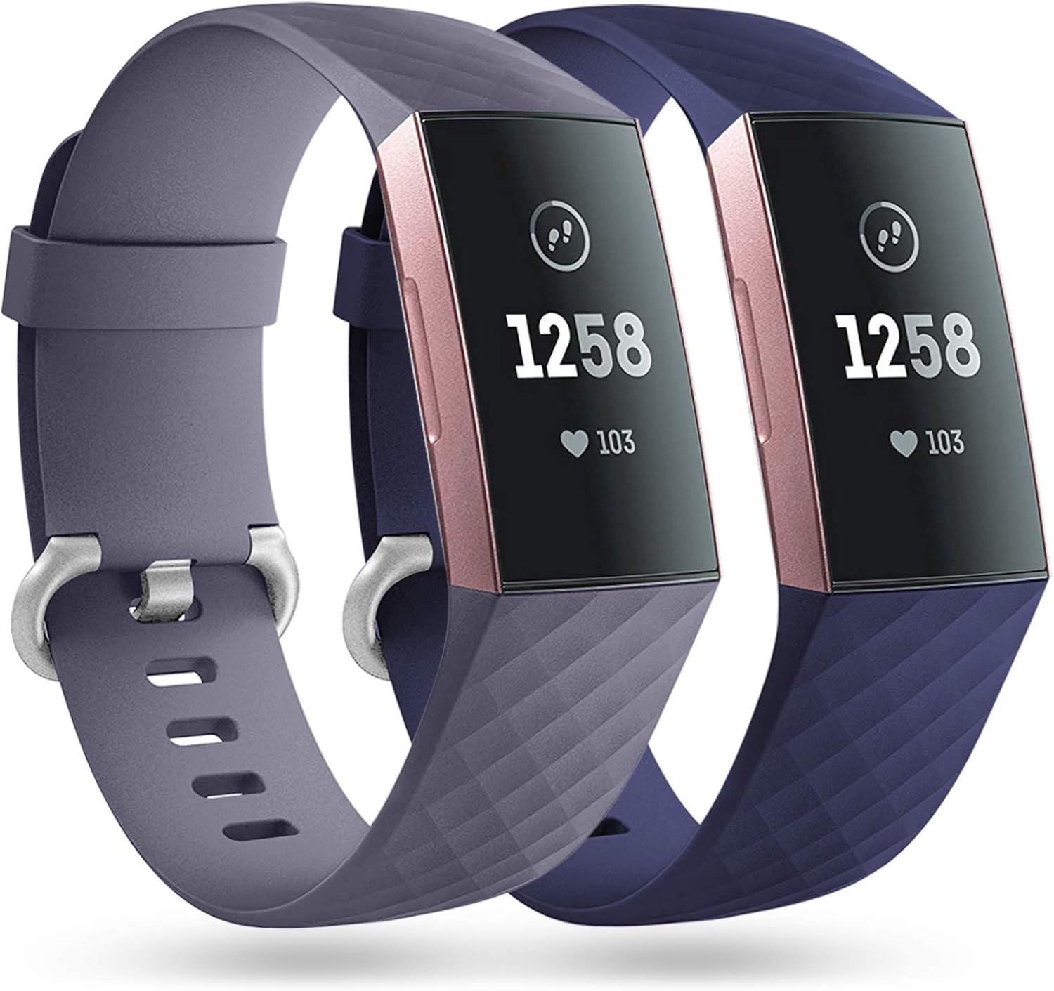 Faliogo 2 Paquetes Correa de Repuesto Compatible con Fitbit Charge 3 Correa/Fitbit Charge 4 Correa, Correas Deportivas Suaves para Mujeres Hombres, Pequeñas Grandes